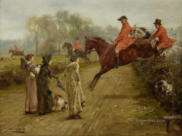  1895 Painting - George Goodwin Kilburne Watching the hunt 1895